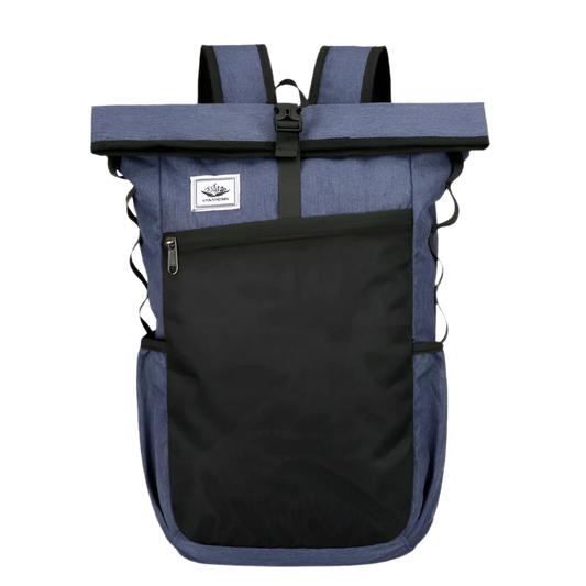 Blue Outdoor Backpack: Waterproof, durable, foldable, and spacious for essentials; perfect for hiking, camping, cycling, and travel.