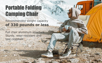 Ultralight Camp Chair with headrest design.